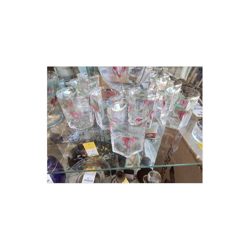 LOT 9 VERRES CRISTAL PEINT ORREFORS