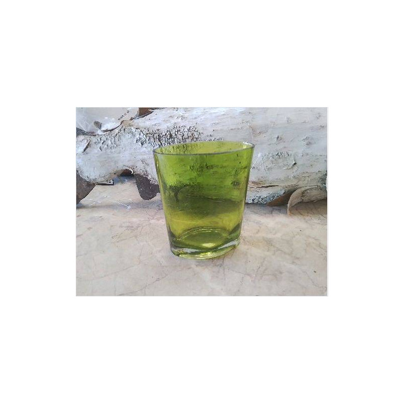 VASE VERRE VERT TUBE 