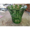 VASE FACETTES HAUT CISELE BLANC VERT 1 ECLAT