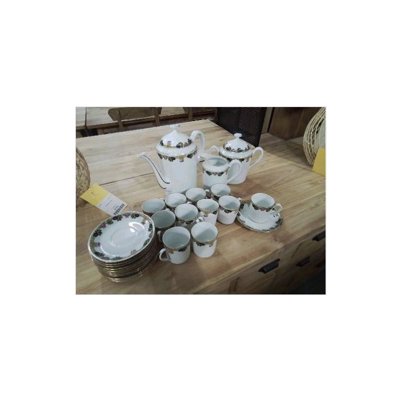SERVICE À CAFÉ CORDON FLEURI DORÉ LIMOGES