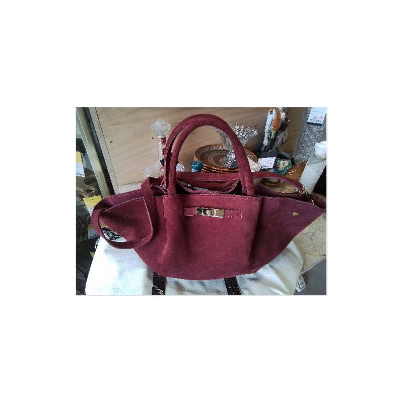 SAC A MAIN CUIR VIEUX ROSE MANQUE 1 PRESSION DOREE