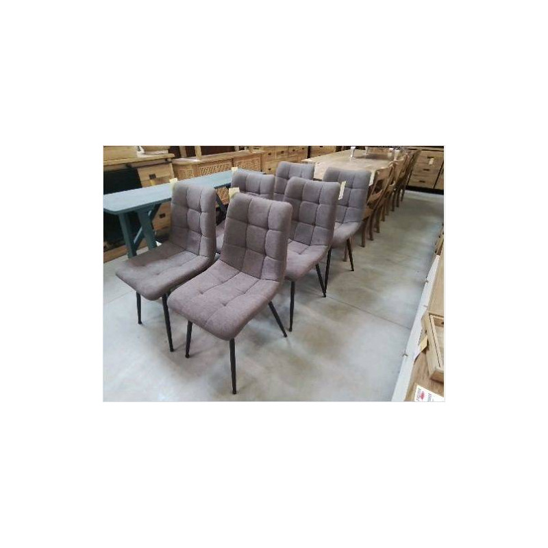 LOT DE 6 CHAISES TISSU TAUPE