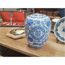 POT CHINOIS BLANC BLEU PIED...