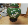 POT CLOISONNE EN LETAT VERT PAPILLONS