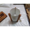 LAMPE VERREE BLANC 3 COLONNES BOIS