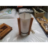 LAMPE VERREE BLANC 3 COLONNES BOIS
