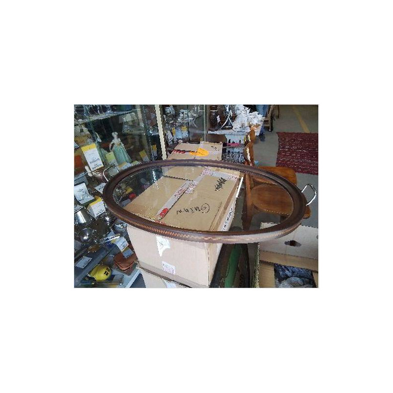PLATEAU VERRE ACAJOU 2 ANSES