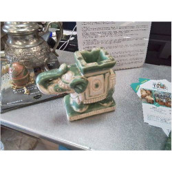 ELEPHANT FAIENCE VERT BLANC 