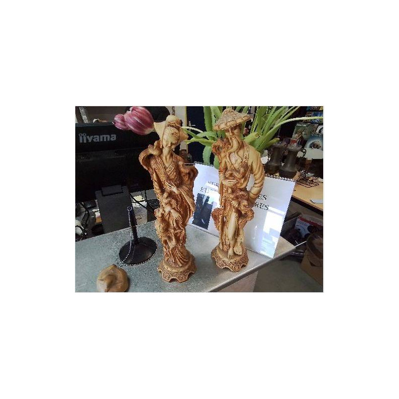 COUPLE STATUES RESINE CHINOIS
