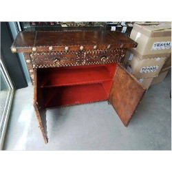 BUFFET 2P2T CUIR METAL DORÉ