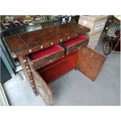 BUFFET 2P2T CUIR METAL DORÉ