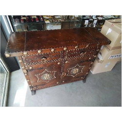 BUFFET 2P2T CUIR METAL DORÉ