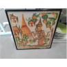 CADRE CARRE THEME ASIATIQUE COULEUR ORANGE VERT