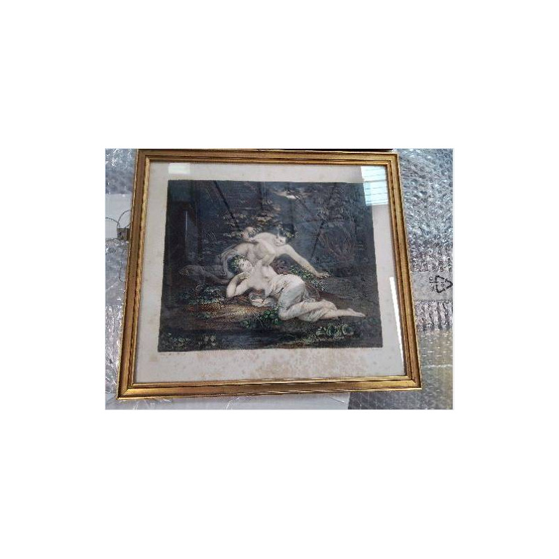 CADRE DORE GRAVURE FEMMES ENLACEES 