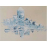 CADRE  GOUACHE BAIE DE RABAT ENCADREMENT METAL 