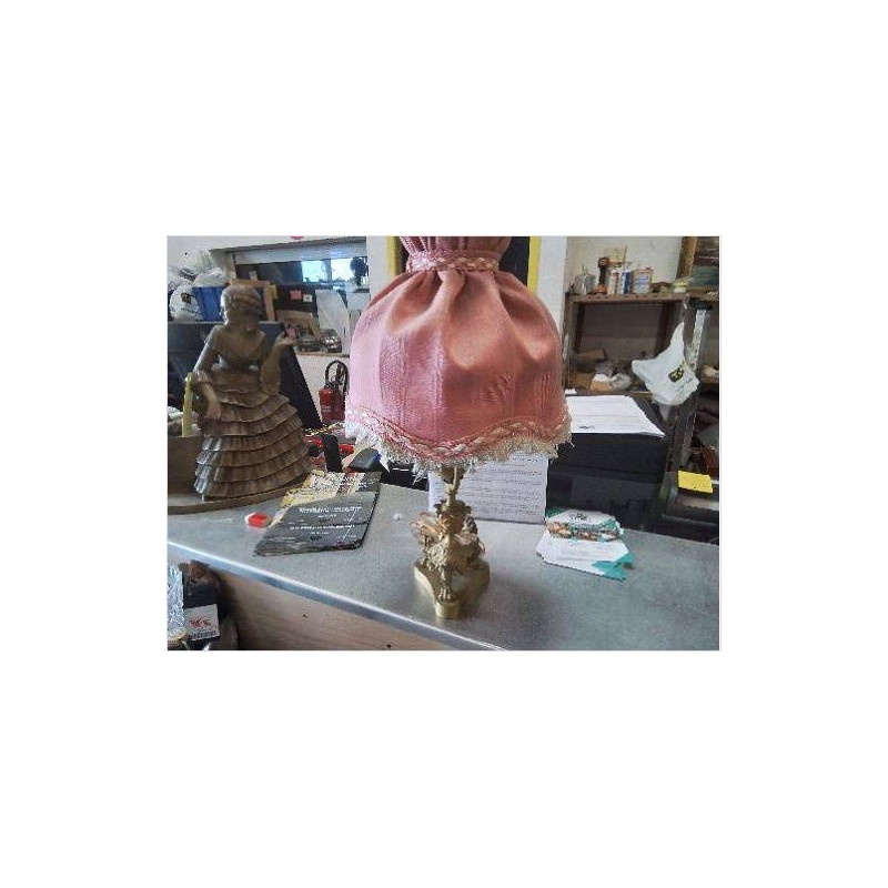 LAMPE PIED BOUGEOIR BRONZE DORÉ 3 GRIFFES