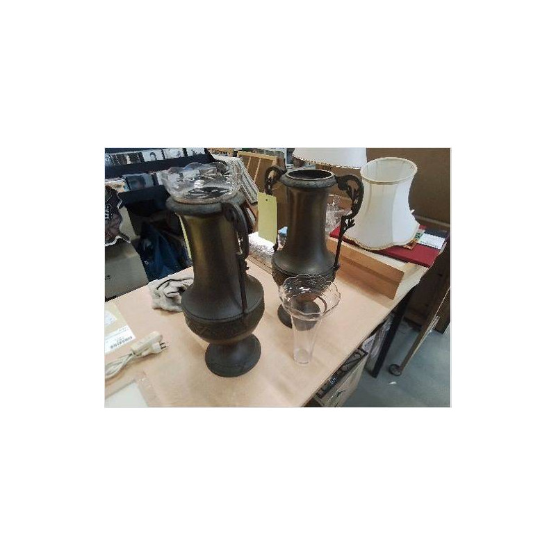 VASE AMPHORE CUIVRE CRISTAL GRAVÉ
