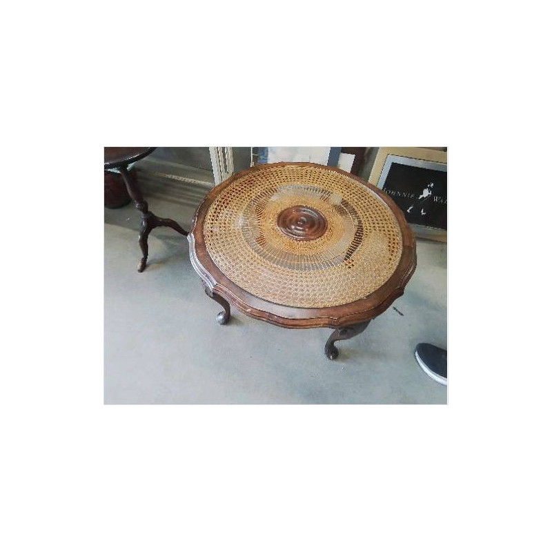 TABLE BASSE RONDE CANNAGE D VERRE