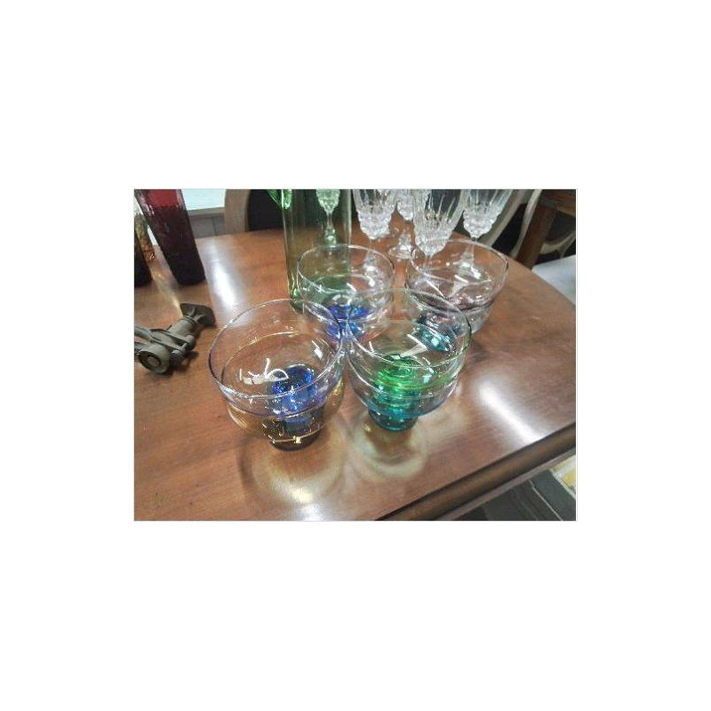 LOT COUPES VERRE SOUFFLÉ COULEURS