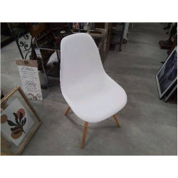 CHAISE PVC BLANC PIED BOIS