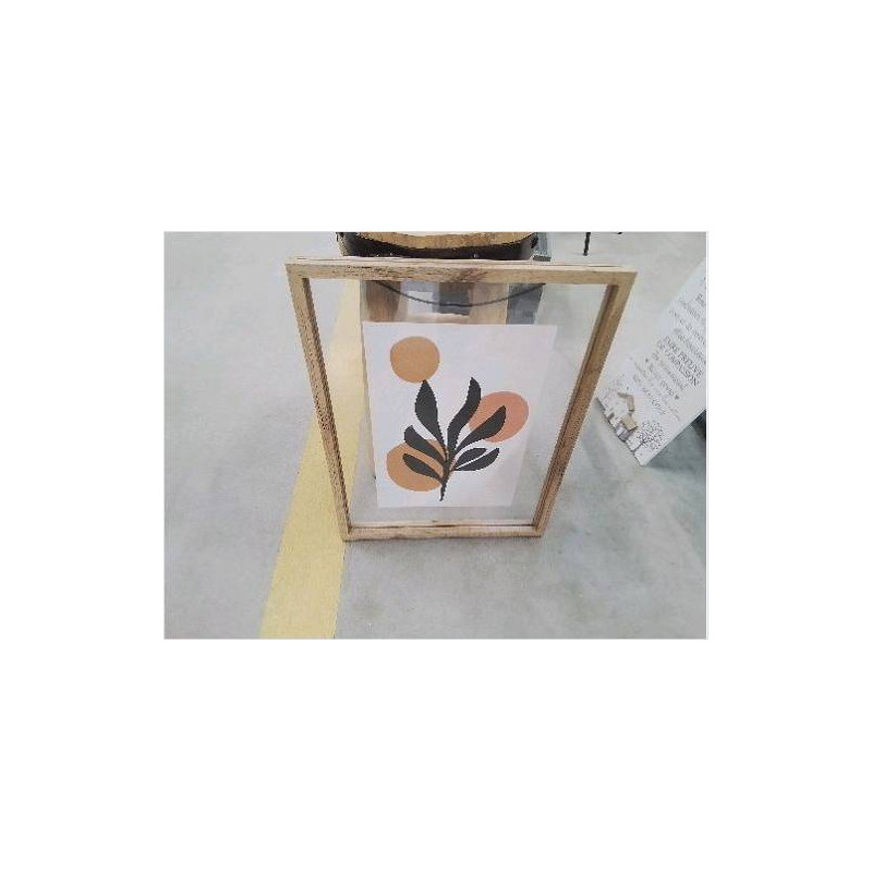 REPRO FEUILLE NOIRE POIS ORANGE CADRE BOIS