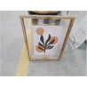 REPRO FEUILLE NOIRE POIS ORANGE CADRE BOIS