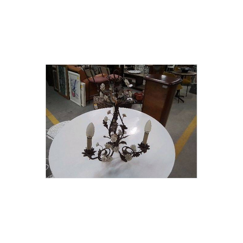 SUSPENSION ANC 3 FEUX DÉCOR FLEURS PORCELAINE 