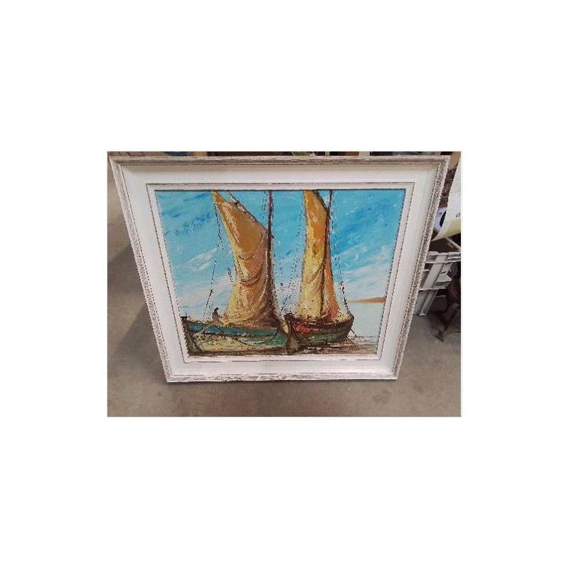 PEINTURE 2 VOILIERS SUR BERGE
