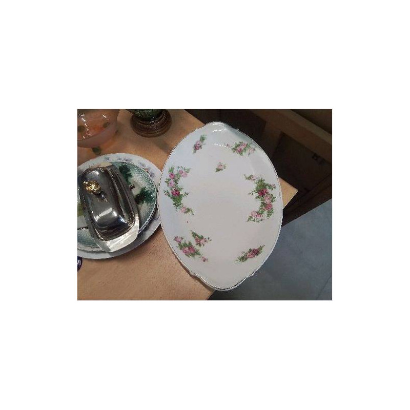 PLAT DE SERVICE PORCELAINE FLEURI LIMOGES