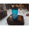 VERRE BLEU DECOR MAISON ÉMAILLÉ BLC