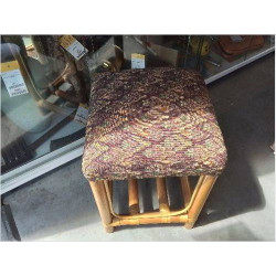 TABOURET ROTIN ASSISE TISSU