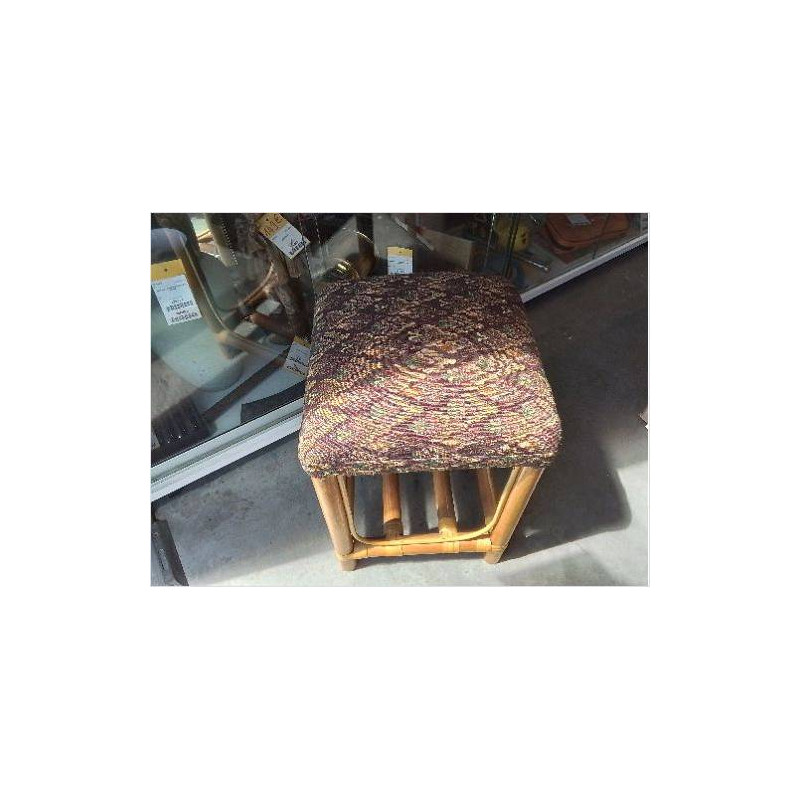 TABOURET ROTIN ASSISE TISSU