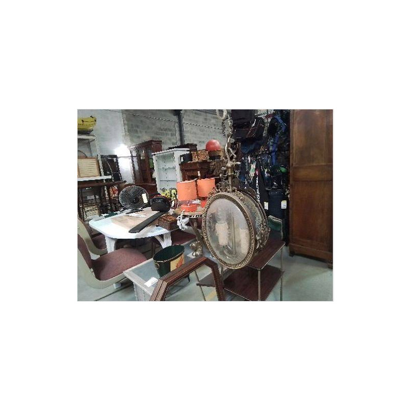 LUSTRE OVALE 2 LAMPES VERRE DECORE
