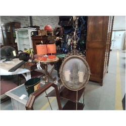 LUSTRE OVALE 2 LAMPES VERRE DECORE