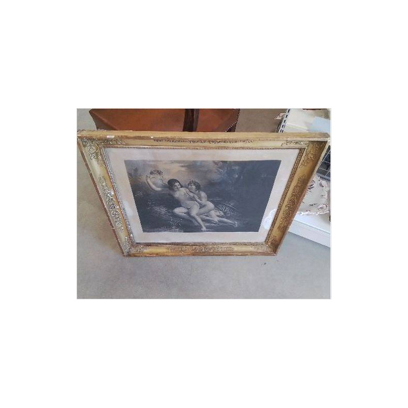 CADRE DORE GRAVURE FEMMES NUES TU NE L’AURAS PAS 