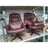 FAUTEUIL CUIR + REPOSE PIED CUIR PRUNE
