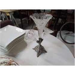 VASE CORNET MÉTAL ET VERRE 3 TULIPES