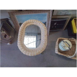 MIROIR OVALE TRESSÉ BEIGE