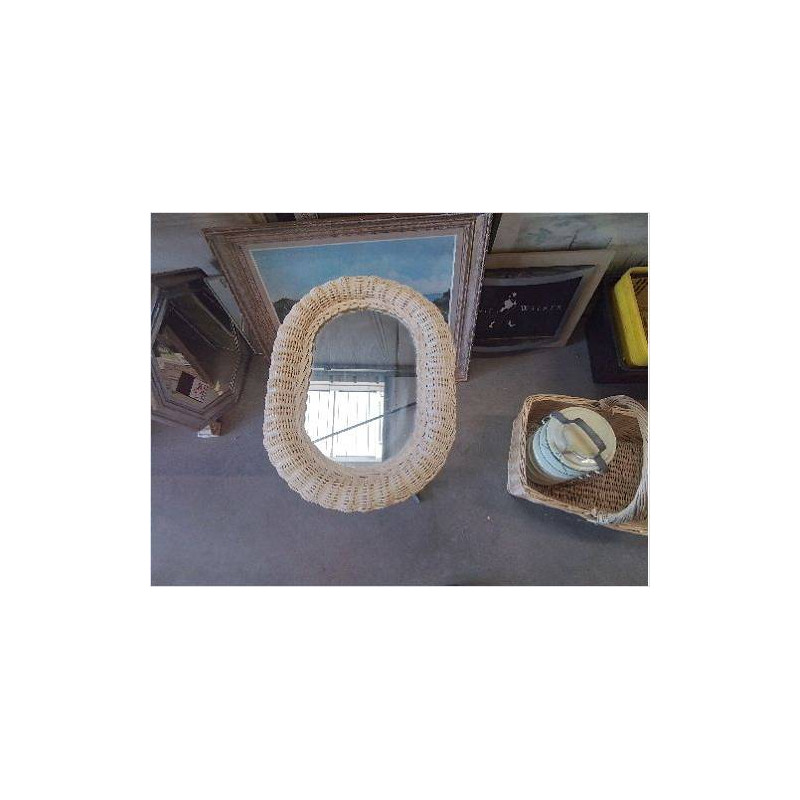 MIROIR OVALE TRESSÉ BEIGE
