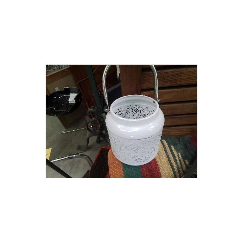 POT AJOURÉ METAL BLANC 