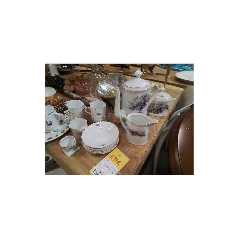 SERVICE A CAFÉ FLEURI MAUVE