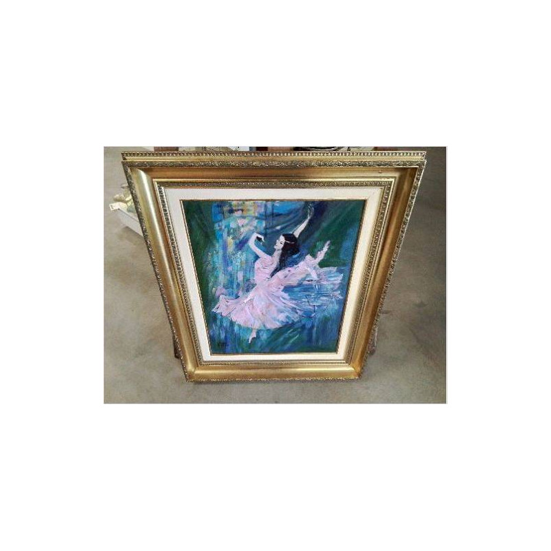 PEINTURE DANSEUSE ROBE ROSE CLAUDINE RICHERT