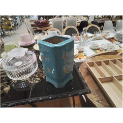 VASE BLEU MOTIF JAPONAIS 
