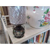 LAMPE PIED LAQUE NOIR FLEURI ABJ  NEUF