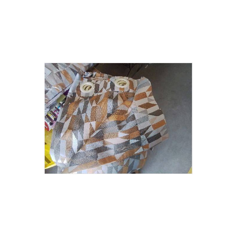 PAIRE DE RIDEAUX ANNEAUX BLANCS DECOR MOSAIQUE