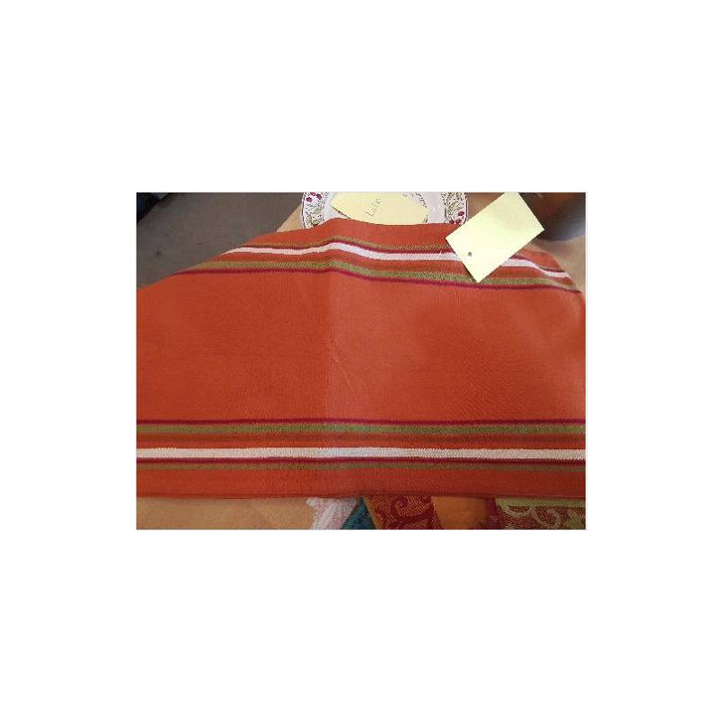 CHEMIN DE TABLE TISSU RAYURES BLANC ROUGE VERT CASA