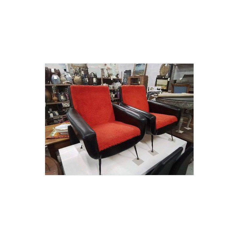 FAUTEUIL SKAI NOIR ROUGE AN 60