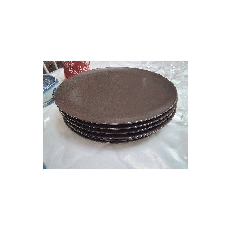LOT DE 6 GRANDES ASSIETTES RONDES IKEA MARRON