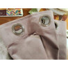 PAIRE DE RIDEAUX ANNEAUX VOILAGE GRIS BLANC PLUME HAUT VELOURS VIEUX ROSE