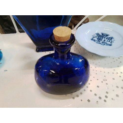 BOUTEILLE FLACON VERRE BLEU 